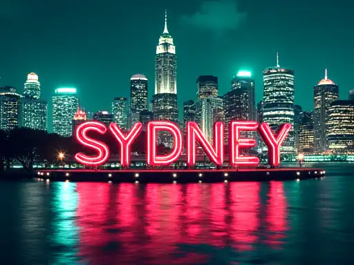Sydney Night Spins online pokie with Australian skyline at Croco Casino